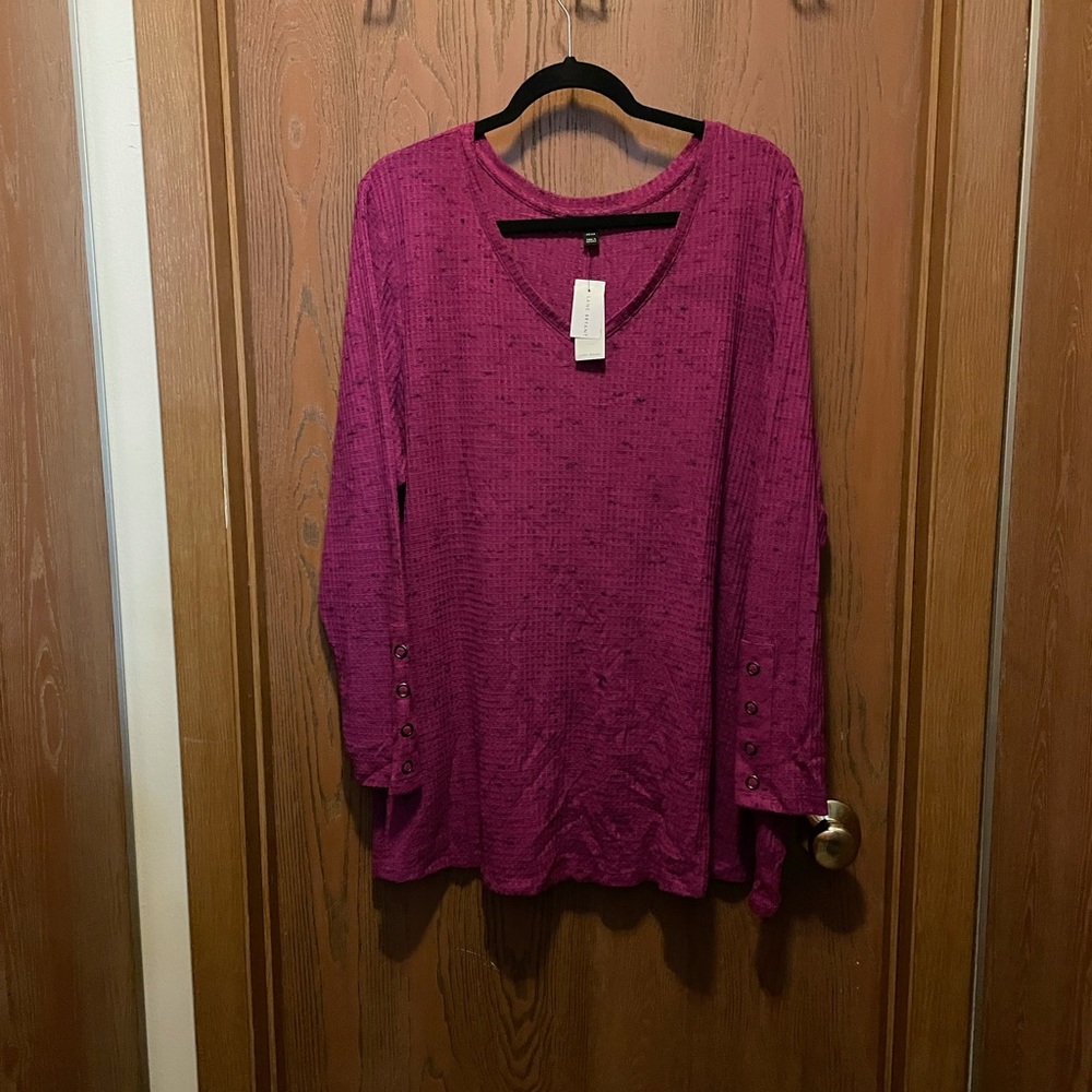 NWT Lane Bryant sz 22/24 Magenta Waffle Print Tunic Top!!!